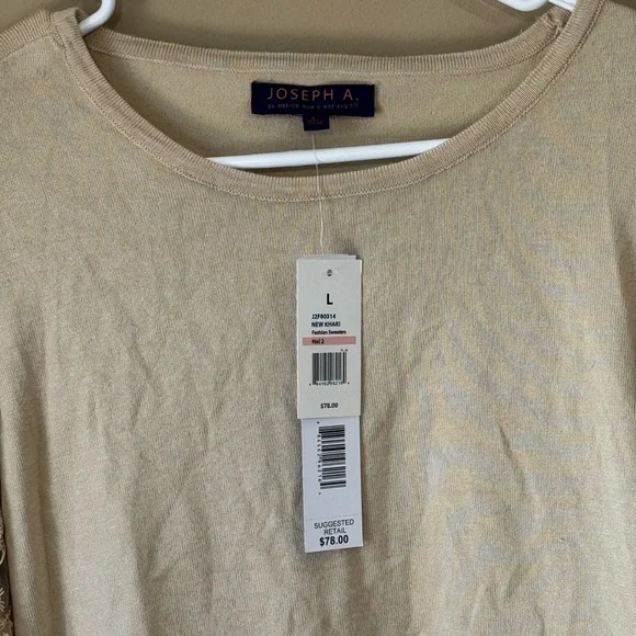NWT Joseph A. Women's Mixed Media Lace Sequins Sleeve Sweater Khaki Size Large - Picture 5 of 6